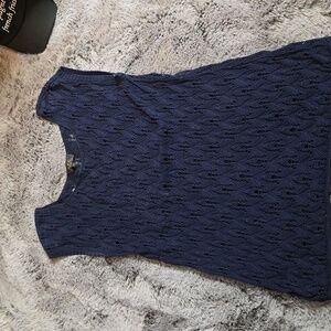 A.P.C. Tank Shell Cotton Navy Top  Open  Knit Scoop Neck SIZE medium
